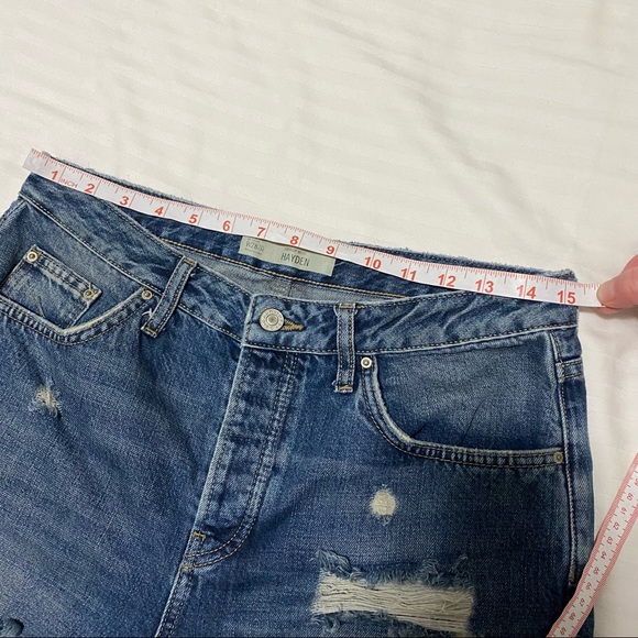 Topshop Moto Hayden Ripped Boyfriend Button Fly Jean Blue 28 - Picture 12 of 14